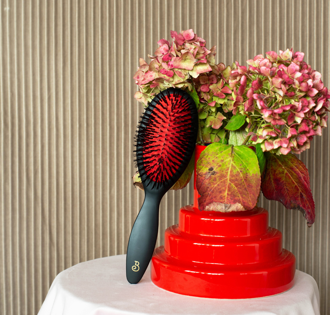 Brosse pour Le Corps du Cheval de Saumon avec Sangle en Nylon Rouge